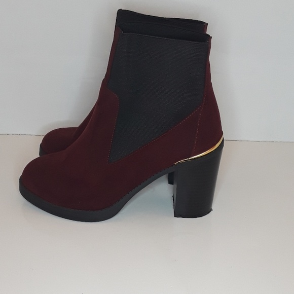 Faux Suede Block Heel Ankle Boots - Picture 2 of 6